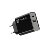 NATEC Ribera 20W USB-A + USB-C Power Delivery Wall Charger - Black