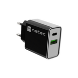 NATEC Ribera 20W USB-A + USB-C Power Delivery Wall Charger - Black