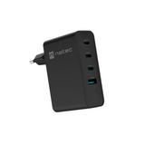 NATEC Ribera GaN 100W PD Charger - 3x USB-C, 1x USB-A - Black