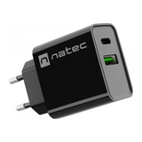 NATEC Ribera 20W USB-A + USB-C Power Delivery Wall Charger - Black