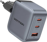Vention 70W GaN PD Charger - 1x USB-A, 2x USB-C (Black)