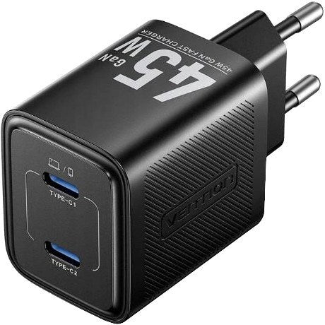Vention 45W PD GaN Charger - 2x USB-C (Black)