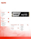 Lexar SSD - LNQ790X512G-RNNNG - 512 GB - SSD form factor M.2 - Solid-state drive interface PCIe Gen 4X4, NVMe - Read speed 6400 MB/s - Write speed 2900 MB/s