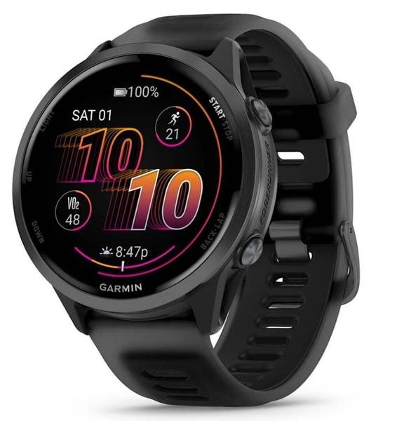 Garmin Forerunner 570 47mm Teal Aluminum Smartwatch with Transparent Black/Black Strap