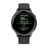 Garmin Venu 4 Smartwatch, 41mm, Slate with Black Silicone Strap