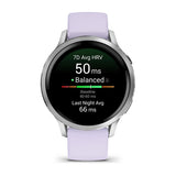 Garmin Venu 4 Smartwatch, 41mm Silver with Purple Silicone Band