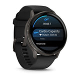 Garmin Venu 4 GPS Smartwatch, 45mm, Slate with Black Silicone Strap