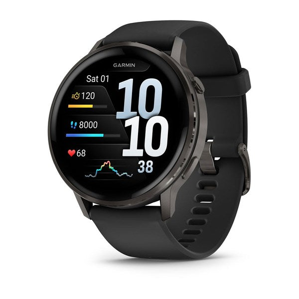 Garmin Venu 4 GPS Smartwatch, 45mm, Slate with Black Silicone Strap