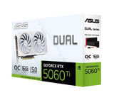 Graphics Card-ASUS-NVIDIA-GeForce RTX 5060 Ti-16 GB-GDDR7-128 bit-PCI Express 5.0-Active-DUAL-RTX5060TI-O16G-WHITE