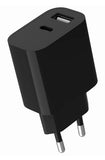Gembird 2-Port USB Wall Charger (USB-A + USB-C), 2.4A - TA-UC-2AC12-01-BK