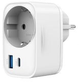 2-Port 20W USB Fast Charger with AC Socket - White