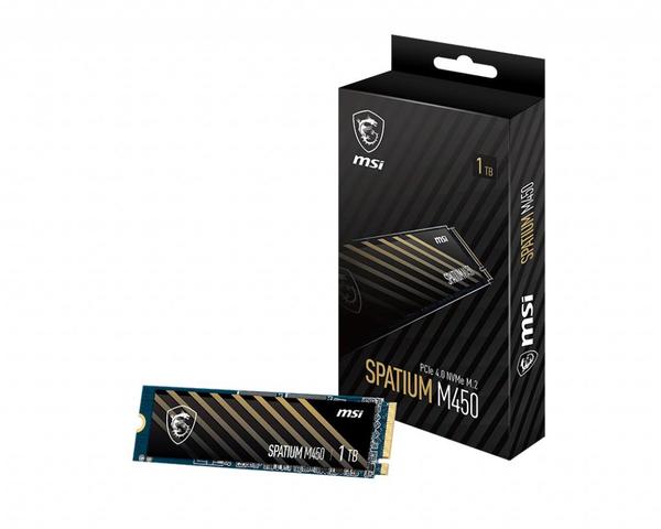 MSI SPATIUM M450 1TB -M.2-PCIe Gen4-NVMe-3D D-Write speed 2400 MBytes/sec-Read speed 3400 MBytes/sec-2.15mm-TBW 350 TB-MTBF 1500000 hours...