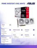 ASUS AMD Radeon RX 9070 XT Graphics Card - 16GB GDDR6 - PCIe 5.0 - PRIME-RX9070XT-O16G-WH