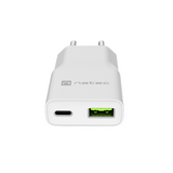 Natec Ribera GaN Slim 20W USB Charger - 1x USB-A, 1x USB-C (NUC-2376)