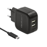 QOLTEC 50188 AC Adapter - 17W, 5V, 3.4A with 2xUSB & USB-C