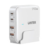 Unitek P1228AWH01-EU 70W GaN Network Charger - 2x USB-C, 2x USB-A