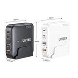 Unitek P1228ABK01-EU 70W GaN Network Charger - 2x USB-C, 2x USB-A