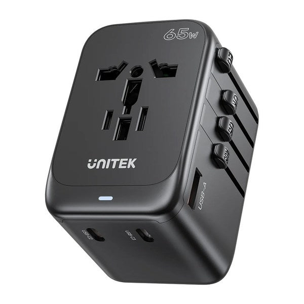 Unitek 65W Universal Travel Adapter - 1xUSB-A, 3xUSB-C, 1xAC (P1122ABK01)