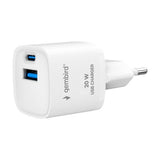 2-Port 20W USB Fast Charger with AC Socket - White