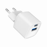 2-Port 20W USB Fast Charger with AC Socket - White