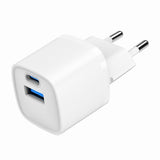 2-Port 20W USB Fast Charger with AC Socket - White