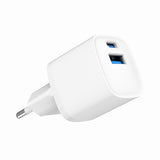 2-Port 20W USB Fast Charger with AC Socket - White