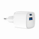 2-Port 20W USB Fast Charger with AC Socket - White