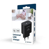 Universal 2.4A USB Wall Charger - Black