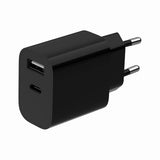 Gembird 2-Port USB Wall Charger (USB-A + USB-C), 2.4A - TA-UC-2AC12-01-BK
