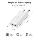 USB-A 5W 5V/1A Wall Charger Adapter - White