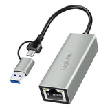 USB-C Gigabit Ethernet Adapter with 2-in-1 USB Hub