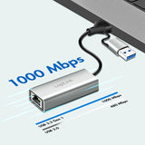 USB-C Gigabit Ethernet Adapter with 2-in-1 USB Hub