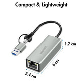 USB-C Gigabit Ethernet Adapter with 2-in-1 USB Hub