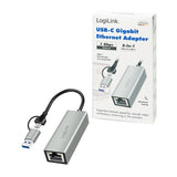 USB-C Gigabit Ethernet Adapter with 2-in-1 USB Hub