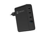 NATEC Ribera GaN 100W PD Charger - 3x USB-C, 1x USB-A - Black