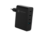 NATEC Ribera GaN 100W PD Charger - 3x USB-C, 1x USB-A - Black