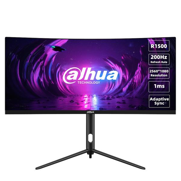 LCD Monitor-DAHUA-DHI-LM30-E330CA-30"-Gaming/Curved/21 : 9-Panel VA-2560x1080-21:9-200Hz-1 ms-Swivel-Tilt-Colour Blac...