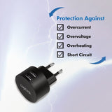 Dual 10.5W Dual USB-A Socket Adapter - Black