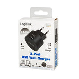 Dual 10.5W Dual USB-A Socket Adapter - Black