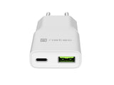 Natec Ribera GaN Slim 20W USB Charger - 1x USB-A, 1x USB-C (NUC-2376)