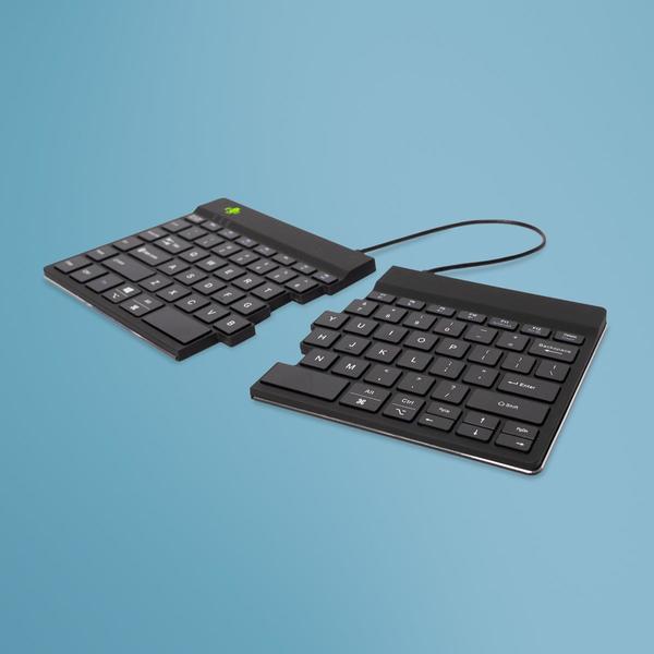 R-Go Tools Compact Wireless Ergonomic Keyboard - Black (RGOSBUSWLBL)
