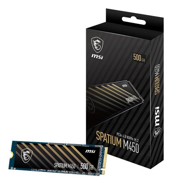 MSI SPATIUM M450 500GB -M.2-PCIe Gen4-NVMe-3D D-Write speed 2300 MBytes/sec-Read speed 3600 MBytes/sec-2.15mm-TBW 300 TB-MTBF 1500000 hours