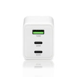 Charger GaN 65W 1x USB, 2x USB-C Quick Charge 4+ Wall Charger - White