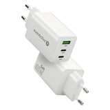 Charger GaN 65W 1x USB, 2x USB-C Quick Charge 4+ Wall Charger - White