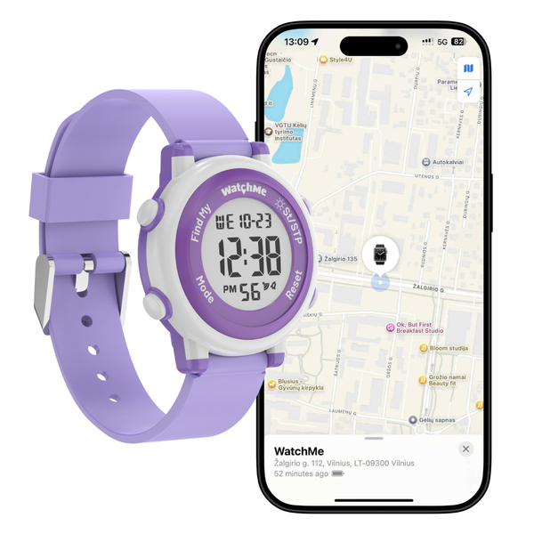 Digital Watch WatchMe with Apple FindMy feature - Purple