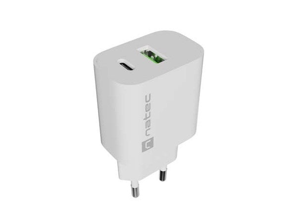 NATEC RIBERA 20W USB-A + USB-C Wall Charger - White