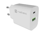 NATEC RIBERA 20W USB-A + USB-C Wall Charger - White