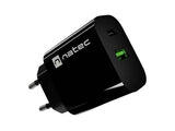 SIENINIS Natec Ribera 20W Dual Port Wall Charger - USB-A & USB-C - Black