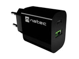 SIENINIS Natec Ribera 20W Dual Port Wall Charger - USB-A & USB-C - Black