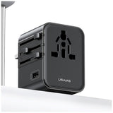 Travel Universal Power Adapter 17W - US/AU/EU/UK Compatibility, Black